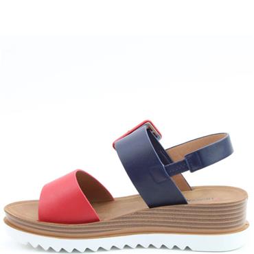HEAVENLY FEET WOMENS WEDGE STRAP SANDAL - RED NAVY